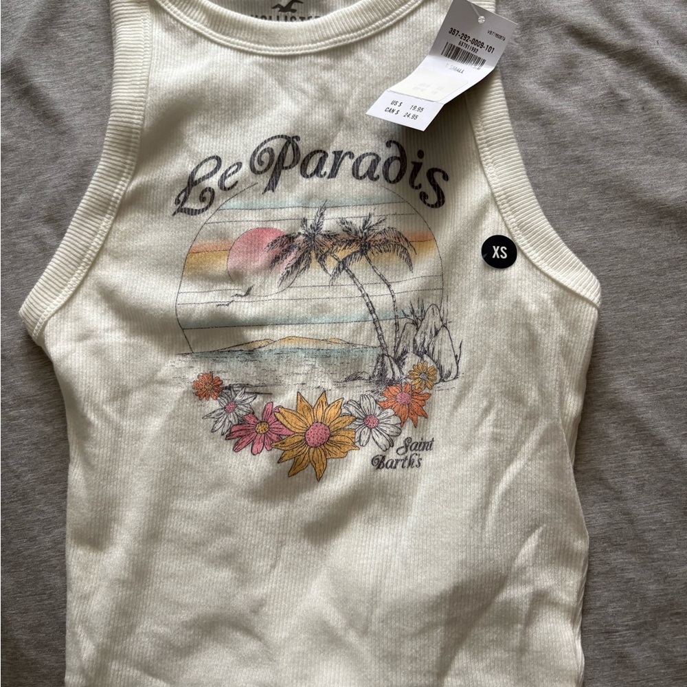 Hollister Kids Tank Top - Cream with Tropical Print
